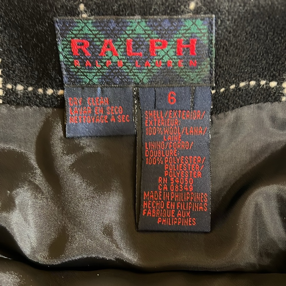 EUC Ralph Lauren Black Windowpane Mini Skirt with Buckle & Fringe - Picture 6 of 9